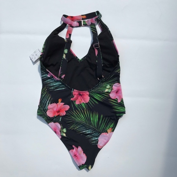NEW Tinibikini Swimsuit Floral Print Black Small - Picture 2 of 5